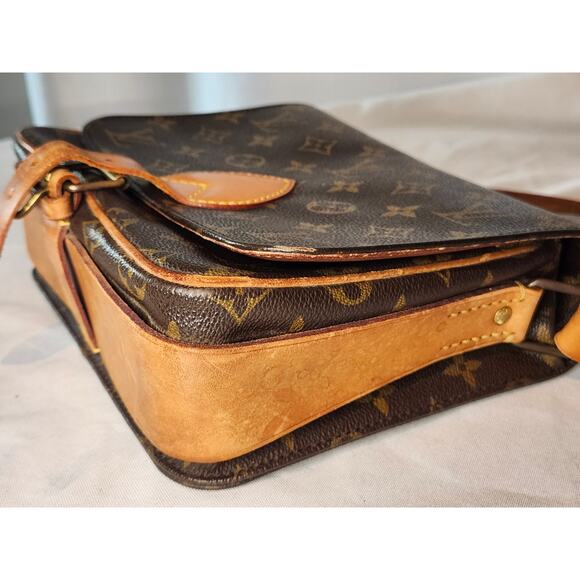 Louis Vuitton Monogram Cartouchiere MM Crossbody Bag Vintage Vachetta Leather - Picture 4 of 15